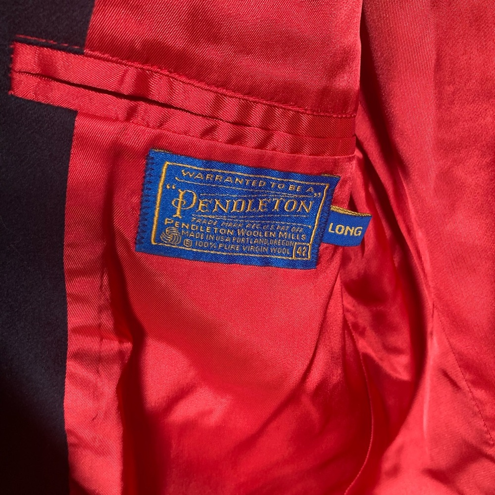 Pendleton Classic Black with Blue Undertone Blazer & Vibrant Red Lining Sz 42L - Picture 13 of 15